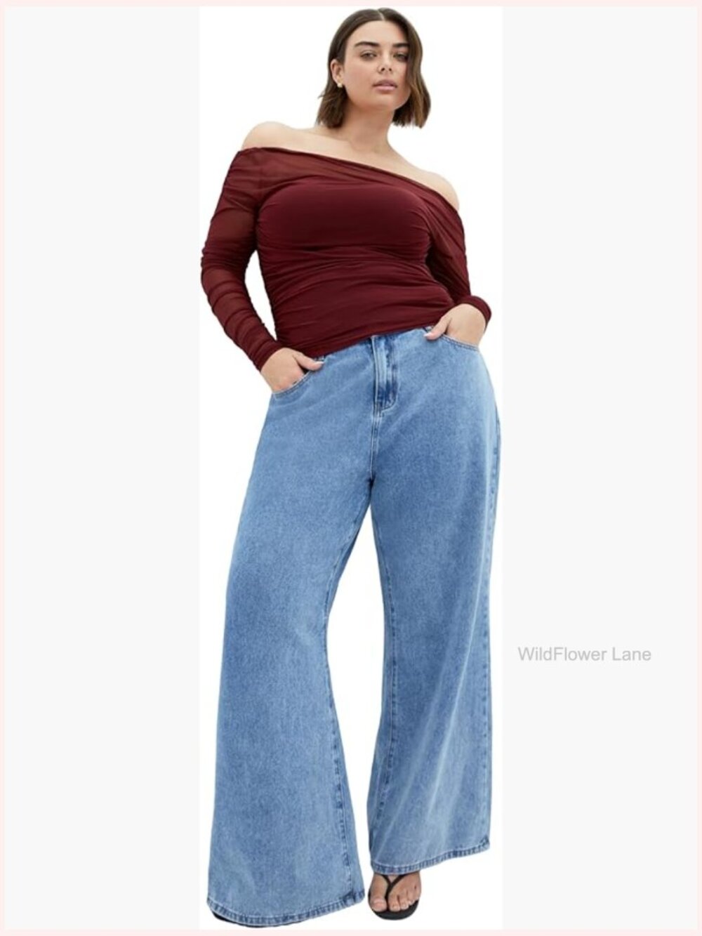Plus Size Mesh Top with Sheer Sleeves Open Neck
